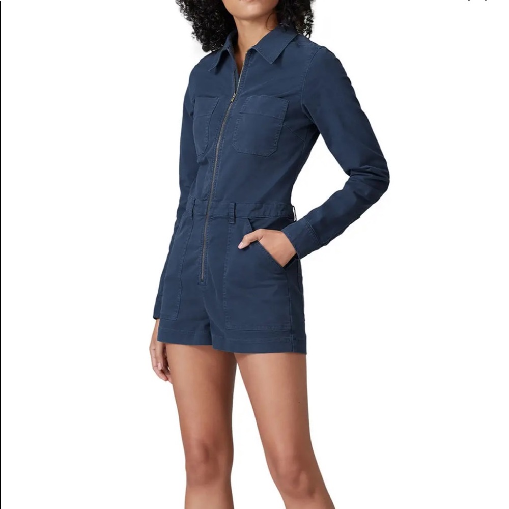 Nili Lotan Soria Denim Jumpsuit Romper Shorts Medium